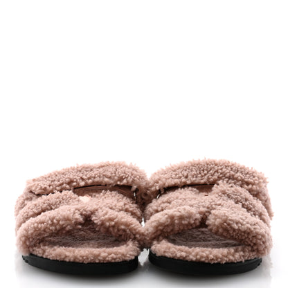Hermes Woolskin Womens Chypre Sandals 39.5 Bois De Santal 2 of 8