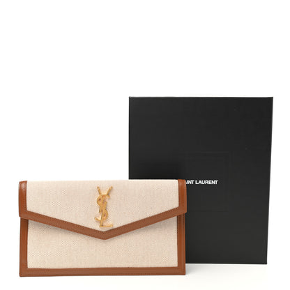 Saint Laurent Canvas Uptown Pouch Natural Beige Brick 8 of 8