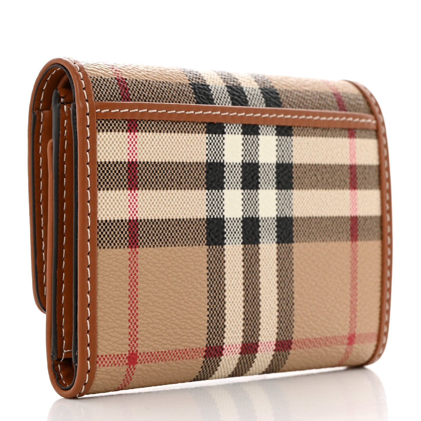 E-Canvas Vintage Check Tri-Fold Wallet Archive Beige