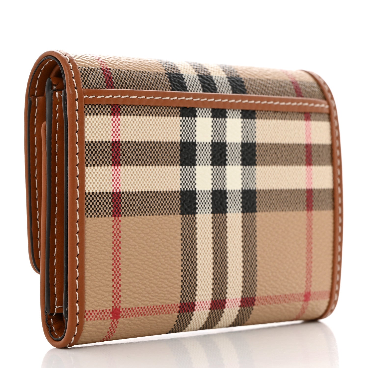 Burberry E-Canvas Vintage Check Tri-Fold Wallet Archive Beige 3 of 9