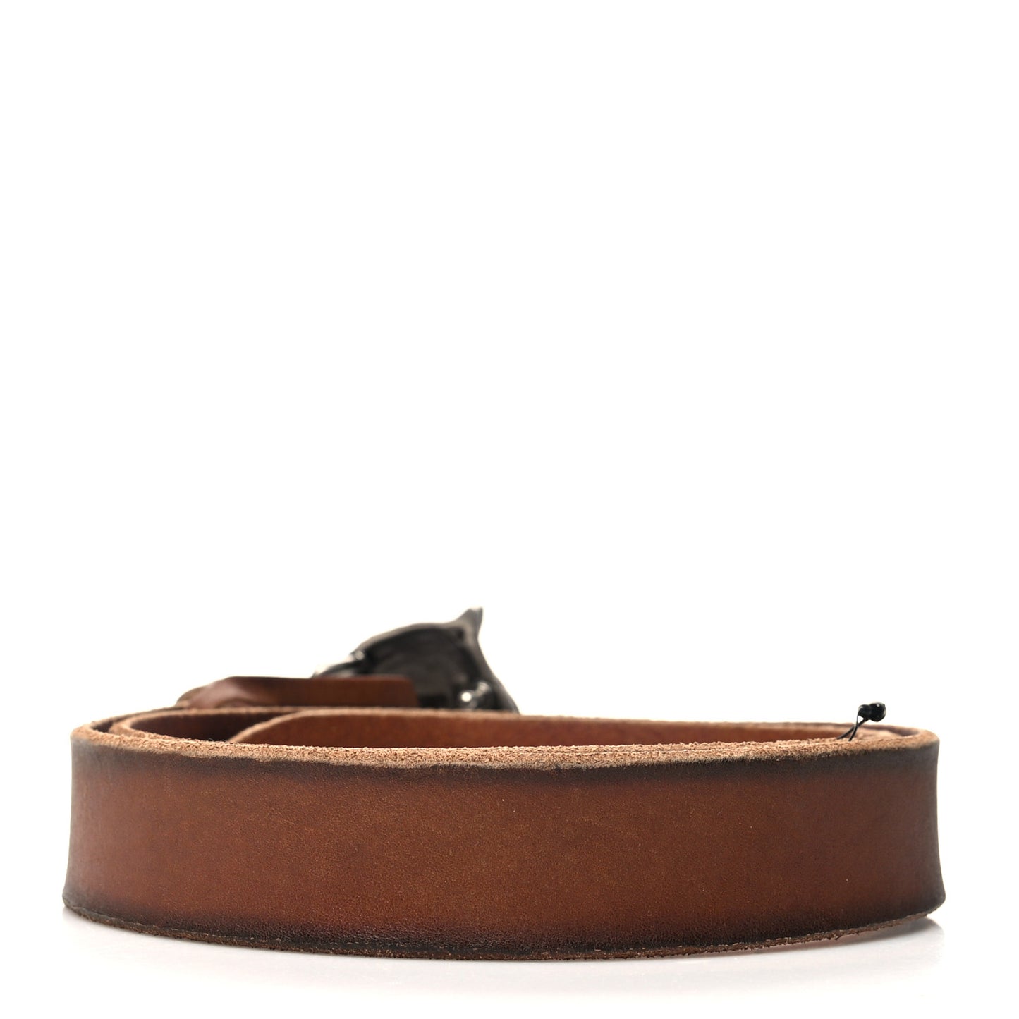 Calfskin Brass Feline Buckle Belt 80 32 Toscano
