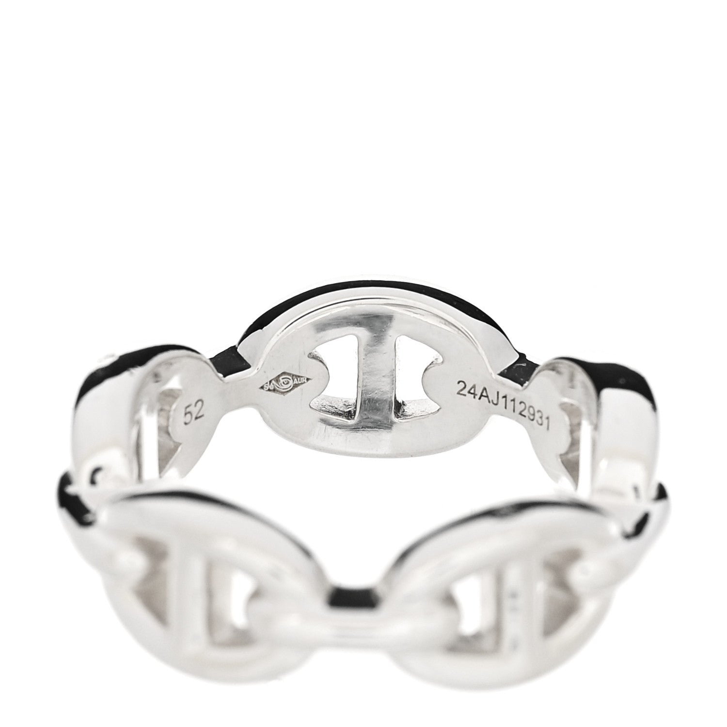 Hermes Sterling Silver PM Chaine d'Ancre Enchainee Band Ring 52 6 5 of 7