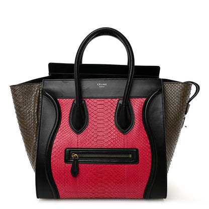 Celine Snakeskin Smooth Calfskin Mini Tri-Color Luggage Fuchsia 1 of 11