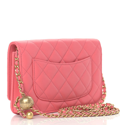 Chanel Lambskin Quilted CC Pearl Crush Wallet on Chain WOC Pink 2 of 11