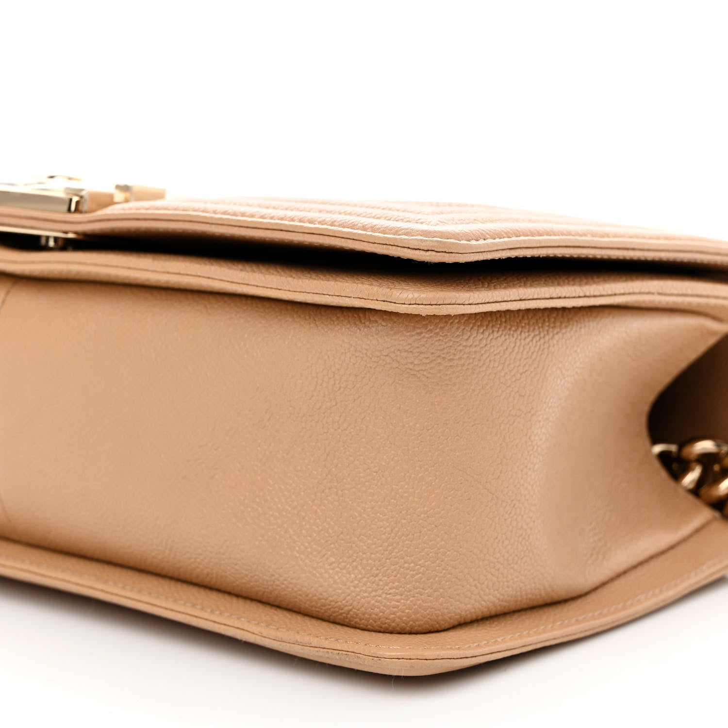 Chanel Caviar Chevron Quilted Medium Boy Flap Beige 10 of 10