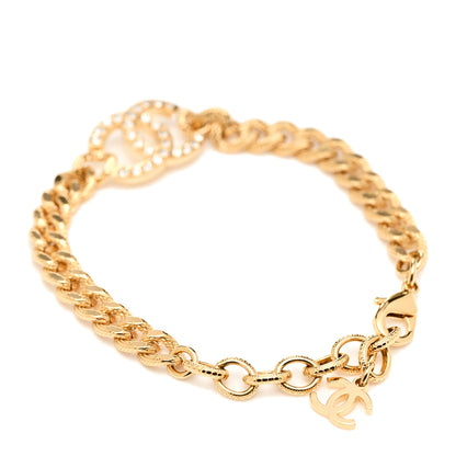 Chanel Crystal CC Chain Link Bracelet Gold 2 of 4