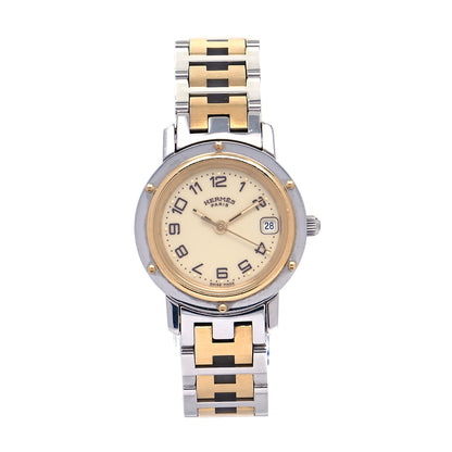 Hermes Stainless Steel 24mm Clipper Quartz Watch Gold 1 of 5