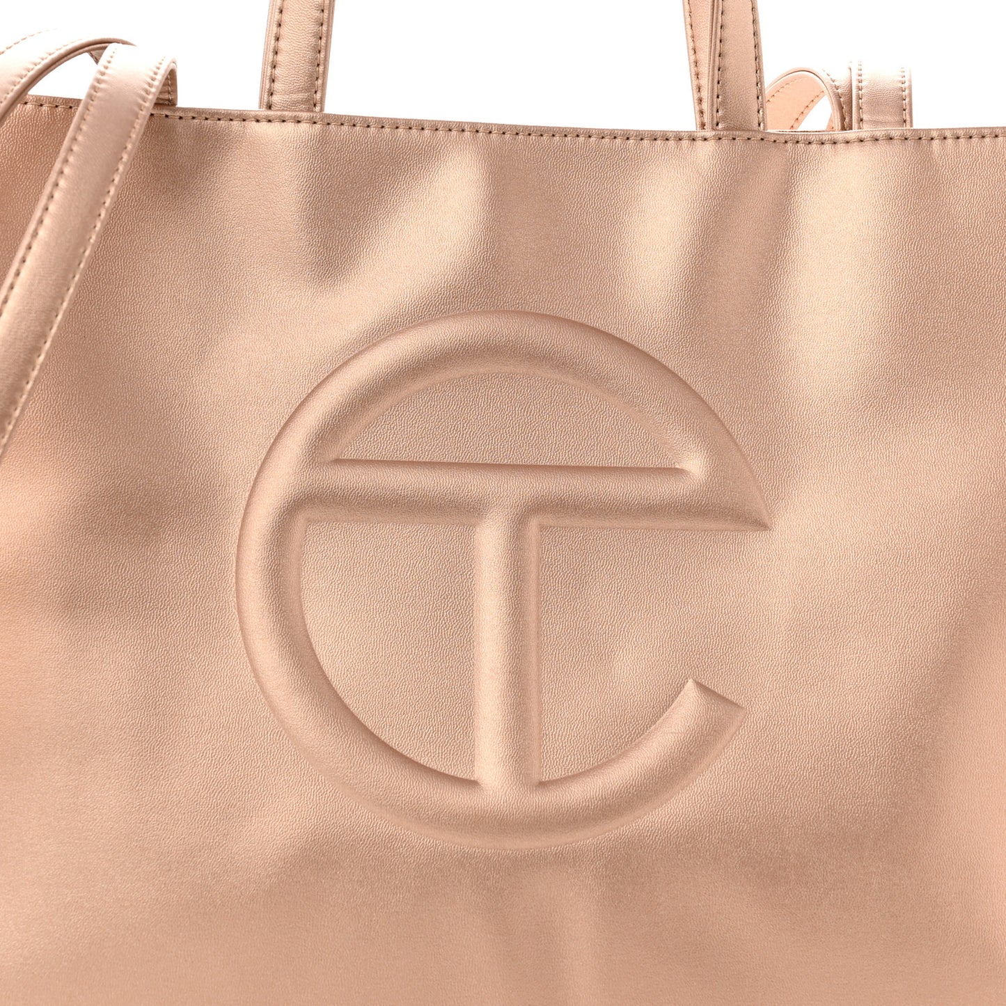 Metallic Vegan Leather Medium Shopping Bag Copper