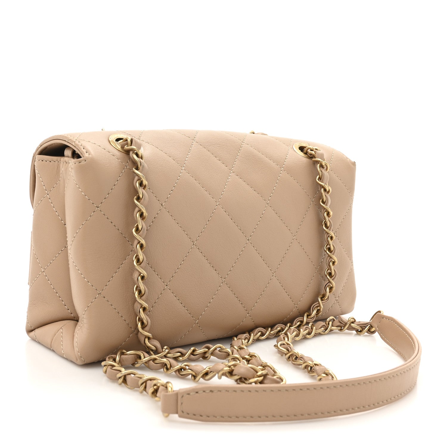 Chanel Calfskin Quilted Small Enchained Flap Beige 3 of 11