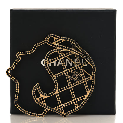 Chanel Crystal Mademoiselle Brooch Black Gold 4 of 4