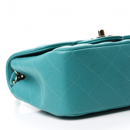 Chanel Caviar Quilted Mini Square Flap Turquoise 6 of 11