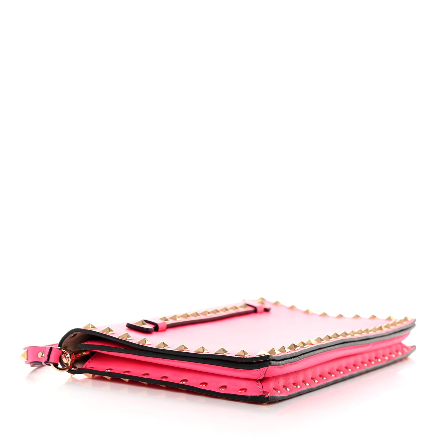Nappa Rockstud Wristlet Clutch Fuxia Fluo