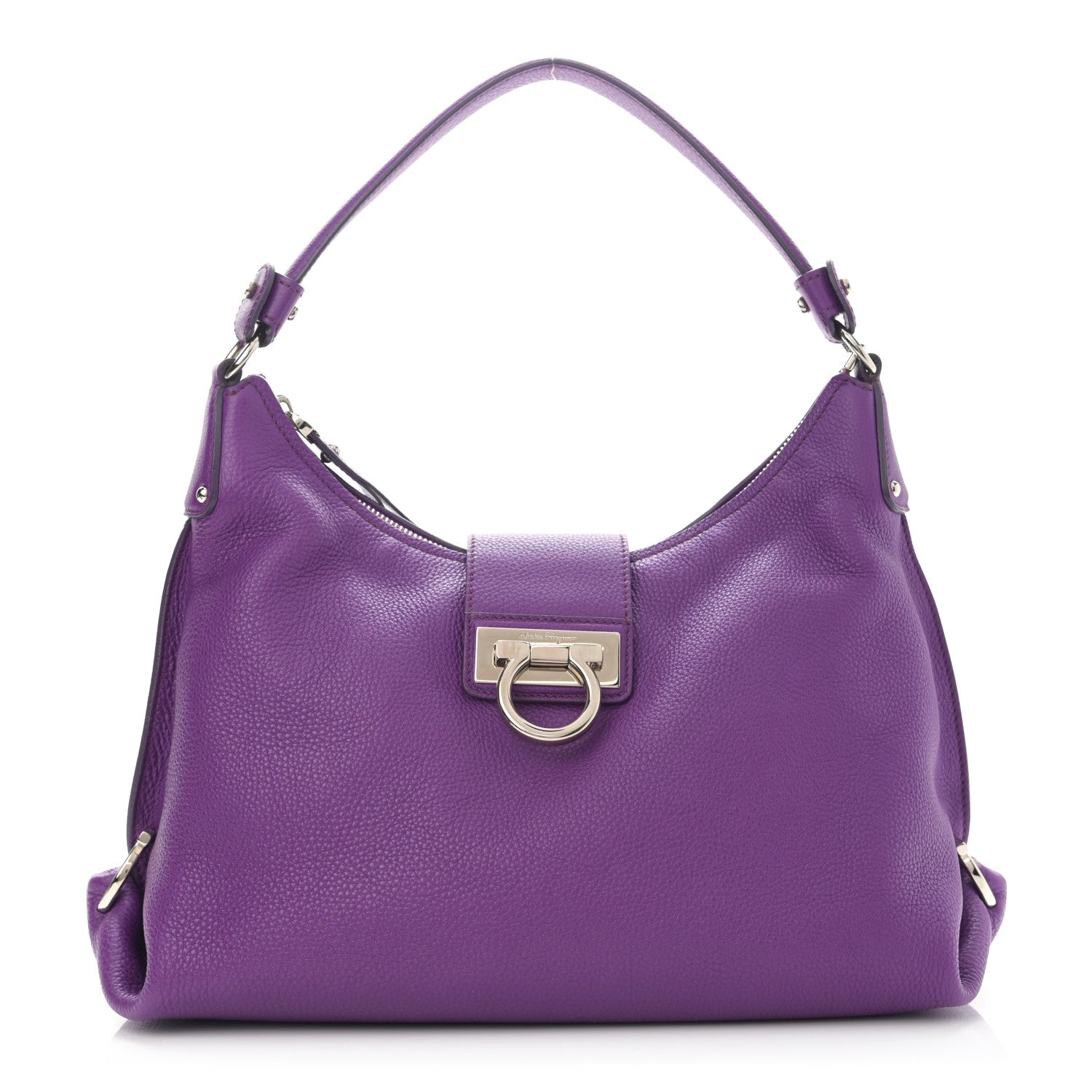 Salvatore Ferragamo Calfskin Fanisa Gancini Hobo Purple 1 of 9