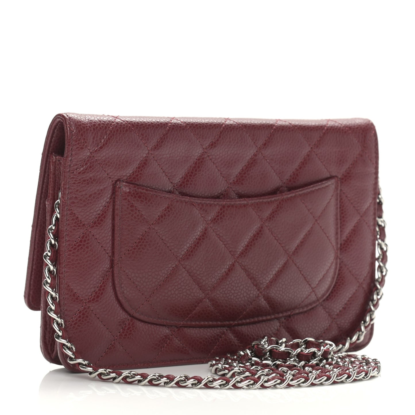 Caviar Quilted Wallet on Chain WOC Burgundy