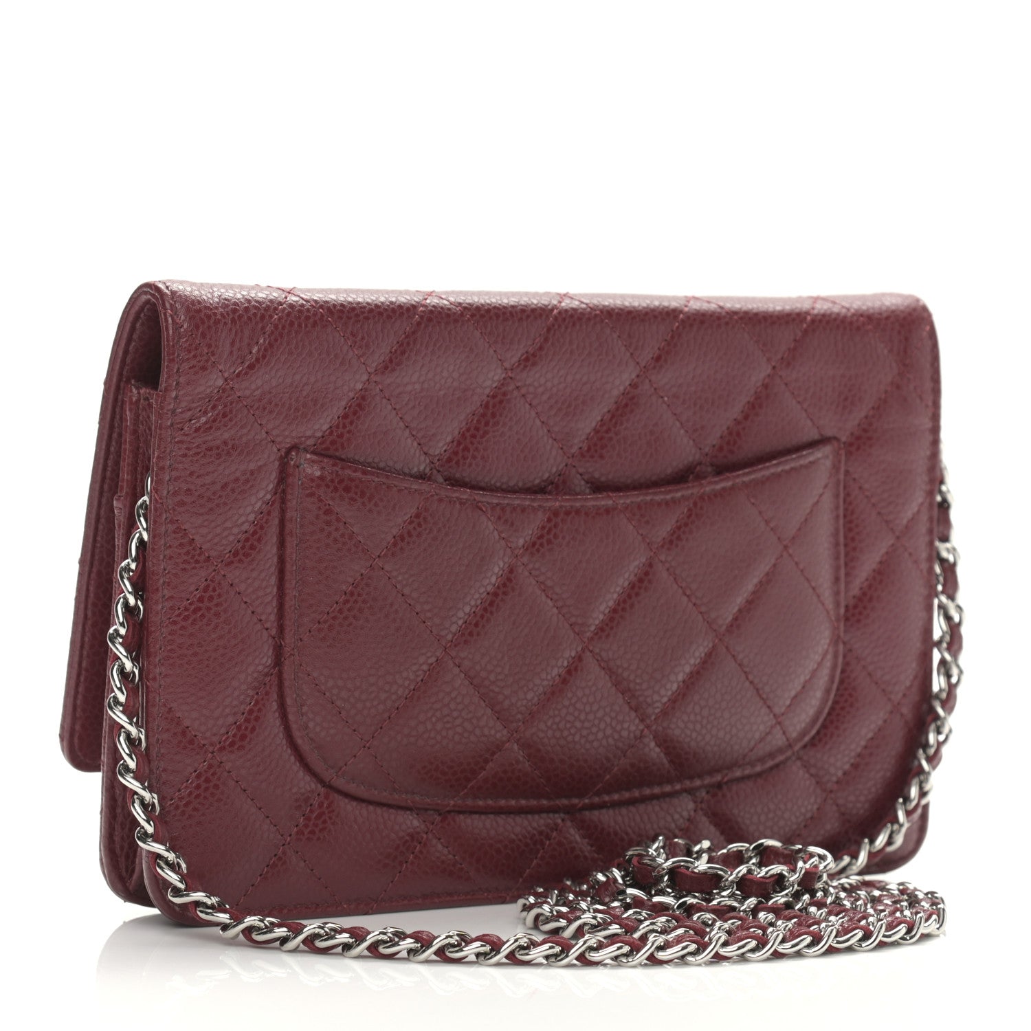 Chanel Caviar Quilted Wallet on Chain WOC Burgundy 3 of 12