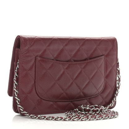 Chanel Caviar Quilted Wallet on Chain WOC Burgundy 3 of 12
