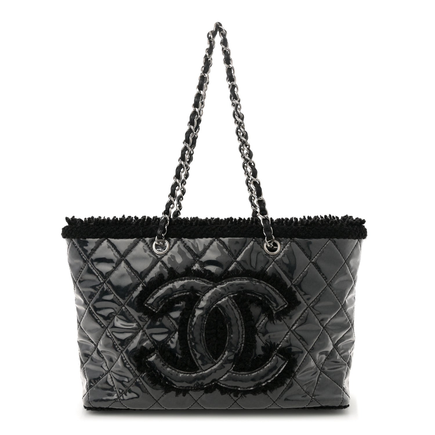 Chanel Vinyl Quilted Funny Tweed Tote Black 1 of 14