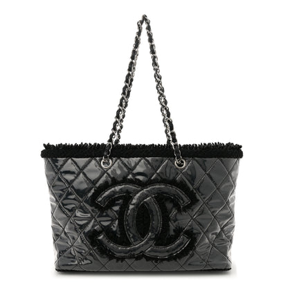 Chanel Vinyl Quilted Funny Tweed Tote Black 1 of 14