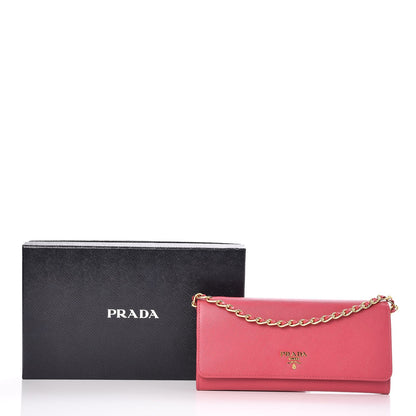 Prada Saffiano Metal Oro Chain Wallet Peonia 8 of 8