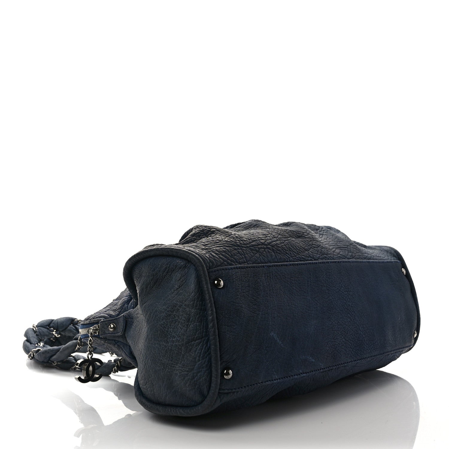 Chanel Distressed Lambskin Lady Braid Large Satchel Dark Blue 4 of 11