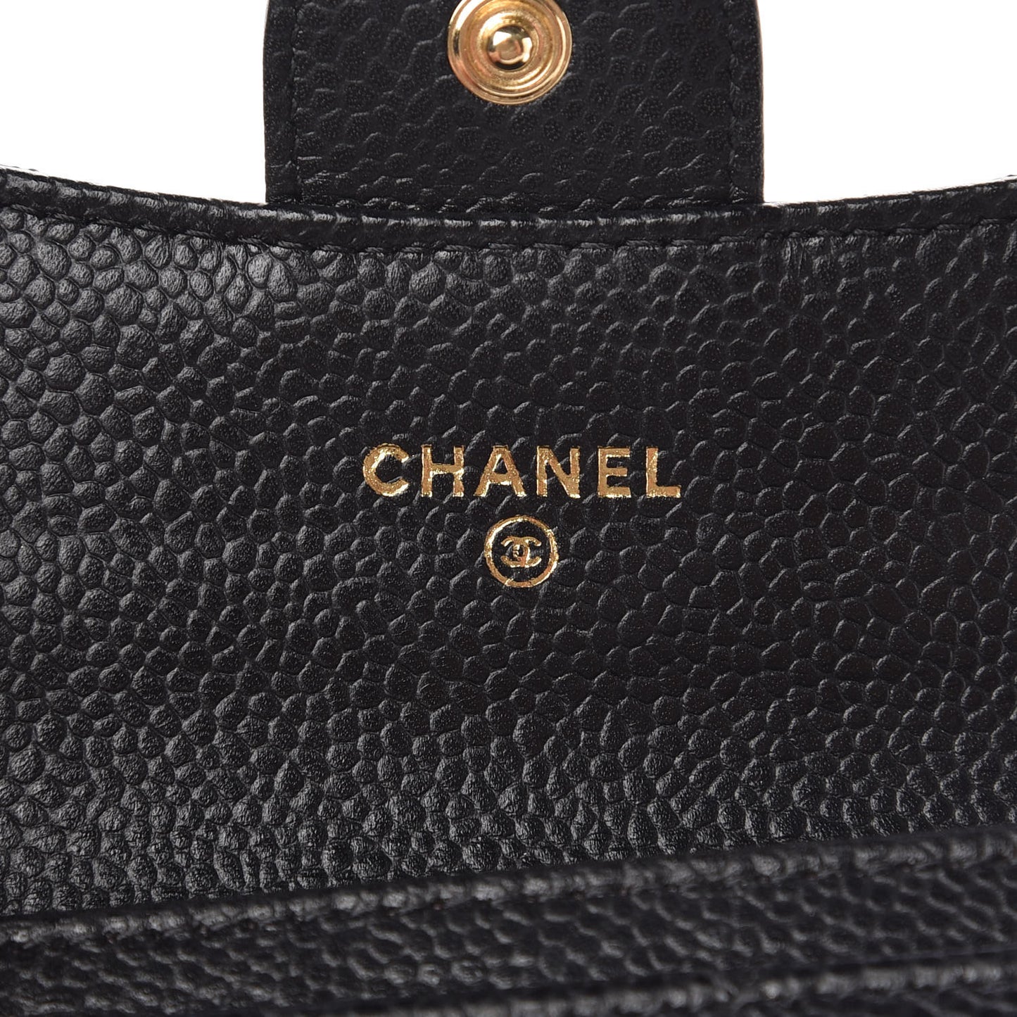 Caviar Quilted Flap Card Holder Black