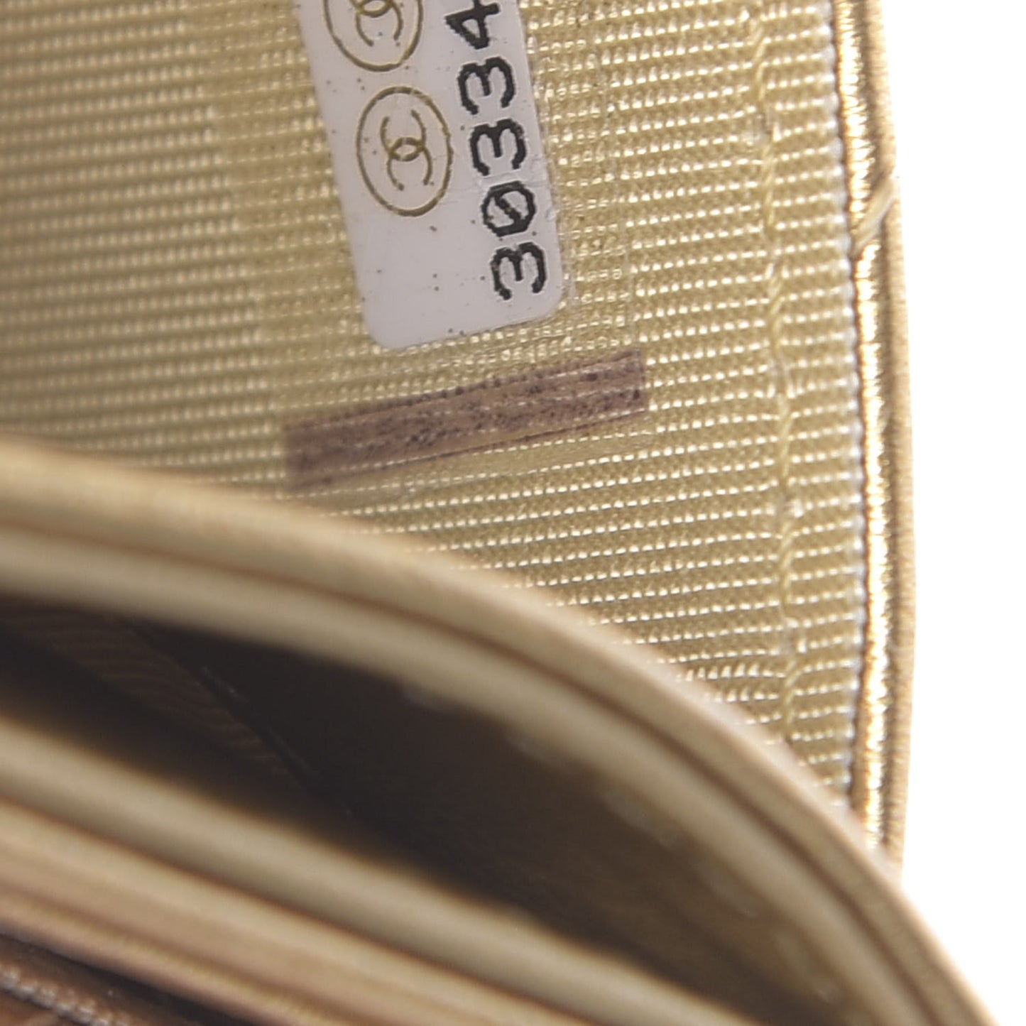 Metallic Aged Calfskin Quilted Card Holder Gold