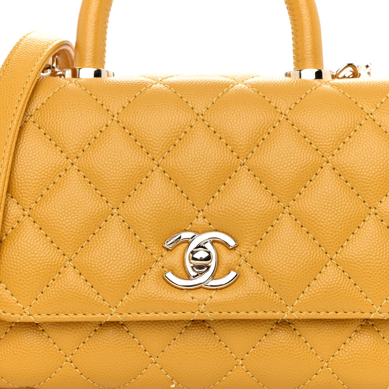 Chanel Caviar Quilted Extra Mini Coco Handle Flap Yellow 8 of 12