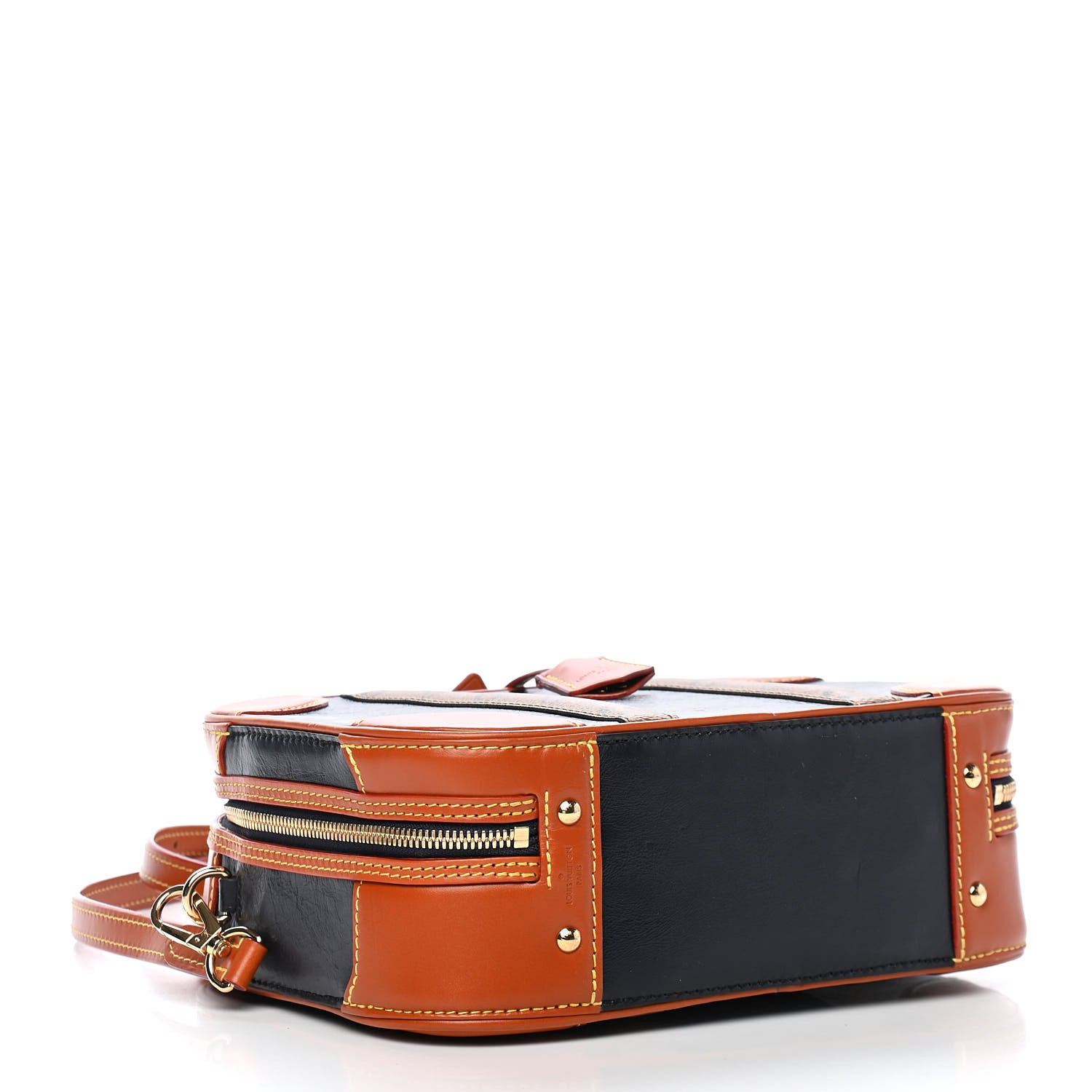 Louis Vuitton Calfskin Reverse Monogram Valisette PM Navy Caramel 4 of 10