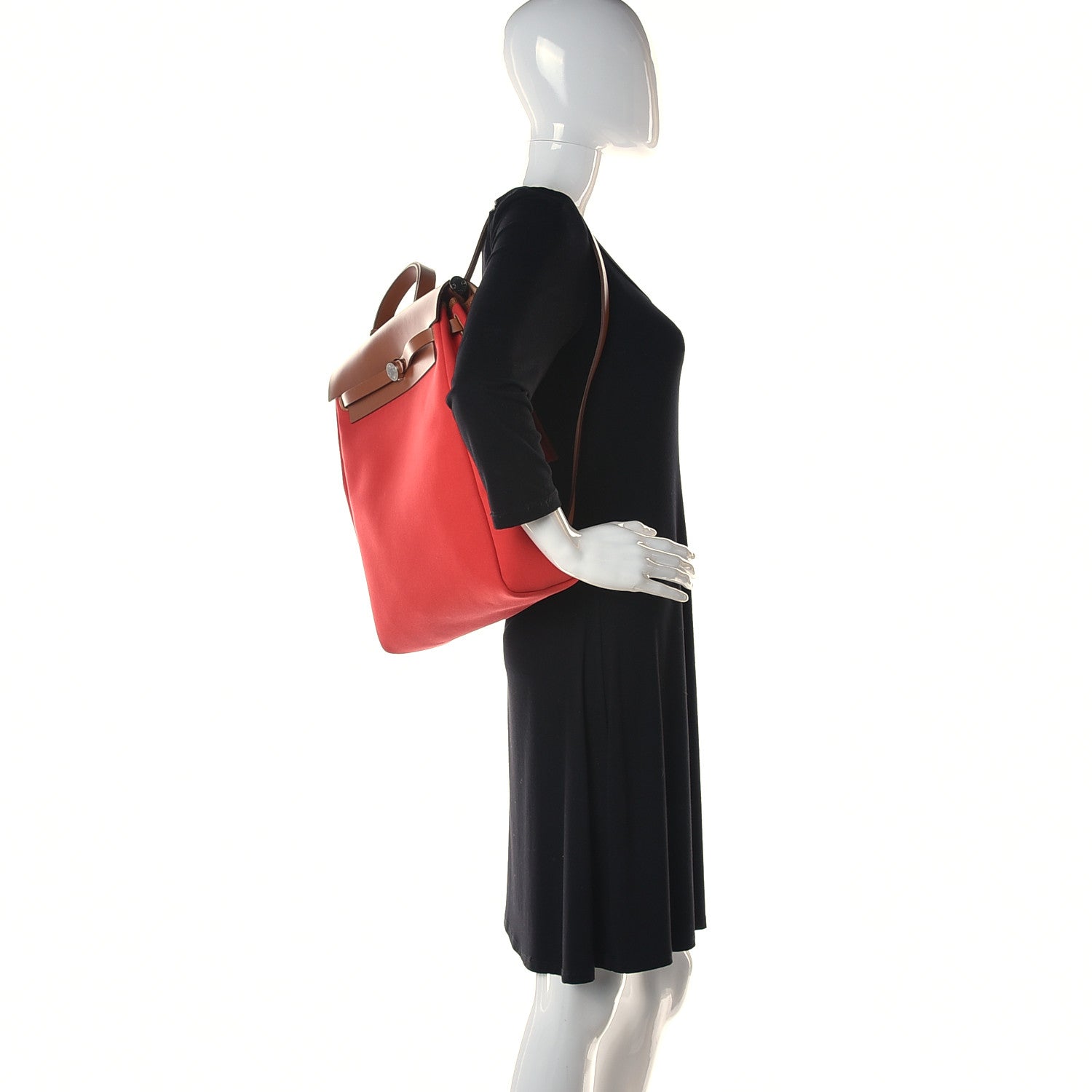 Hermes Military Toile Vache Hunter Herbag a Dos Zip Retourne Backpack Bougainvillea Fauve 2 of 13