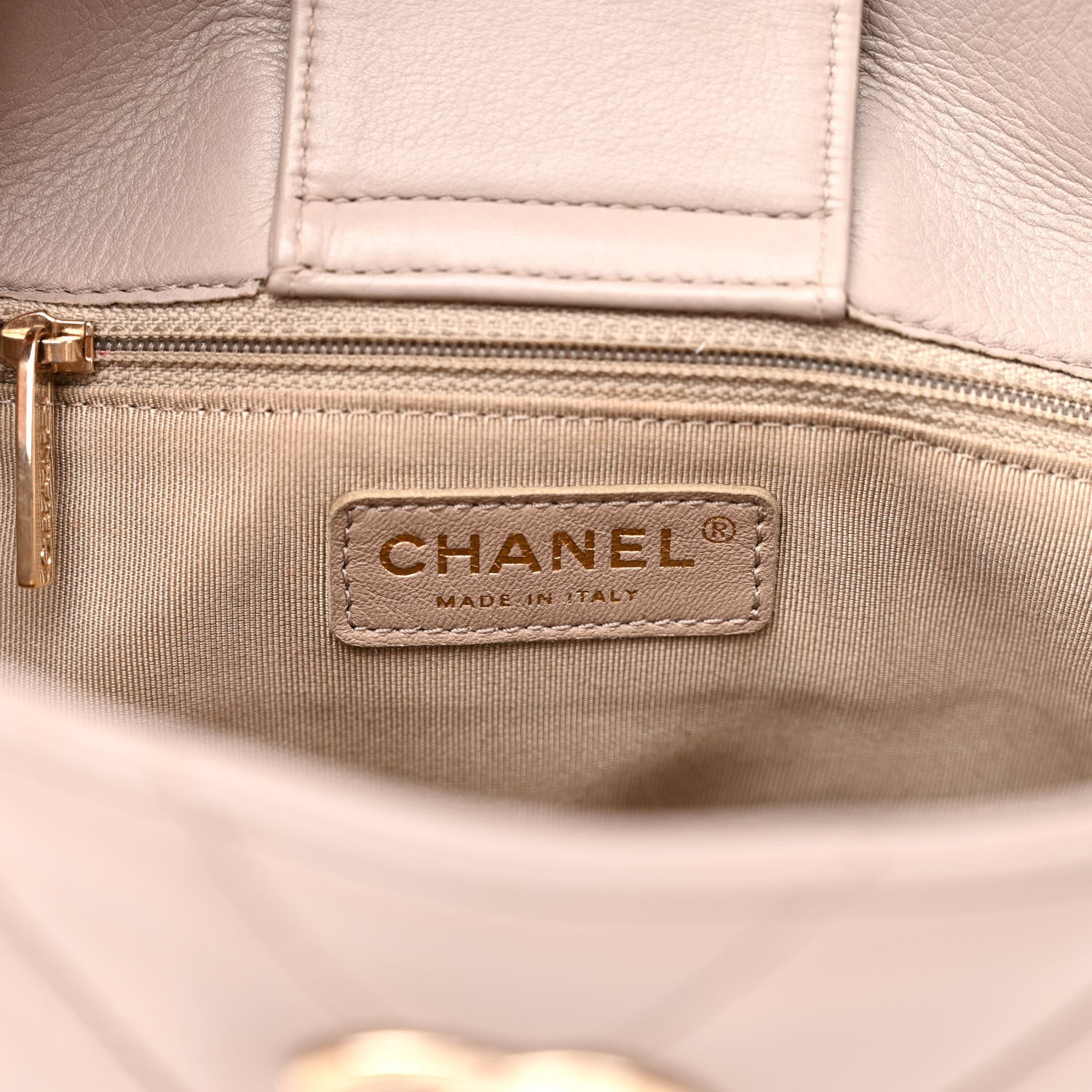 Chanel Calfskin Chevron Quilted Statement Shopping Tote Beige 6 of 11