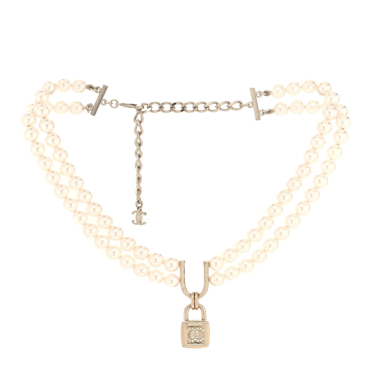 Pearl CC Double Strand Necklace Gold