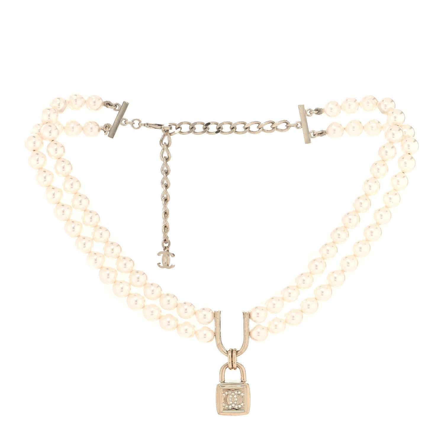 Chanel Pearl CC Double Strand Necklace Gold 3 of 5