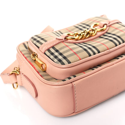 Burberry Smooth Calfskin 1983 Knight Check Link Camera Bag Peach 8 of 9