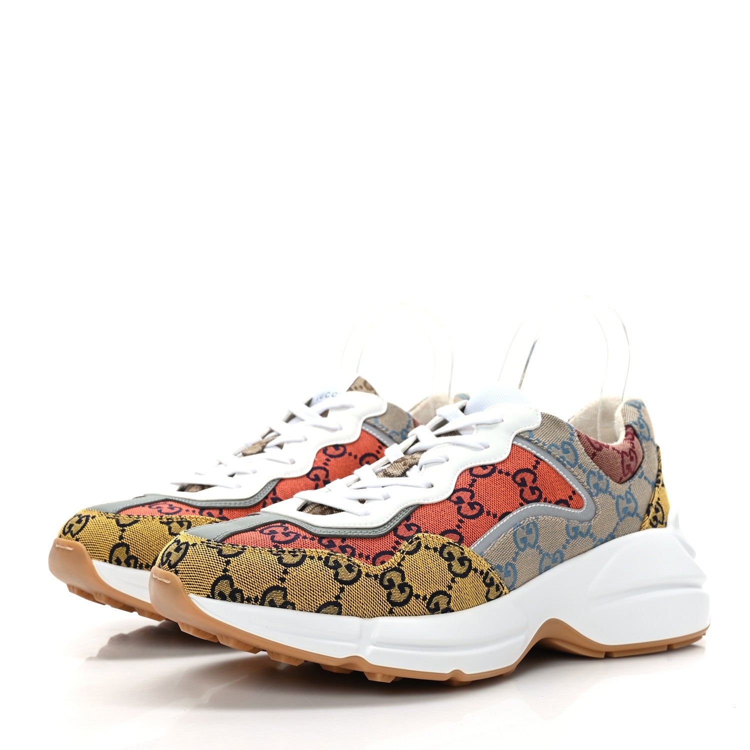 Gucci Monogram Multicolor Mens Rhyton Sneakers 8 Yellow Blue Great White Tabasco 3 of 8