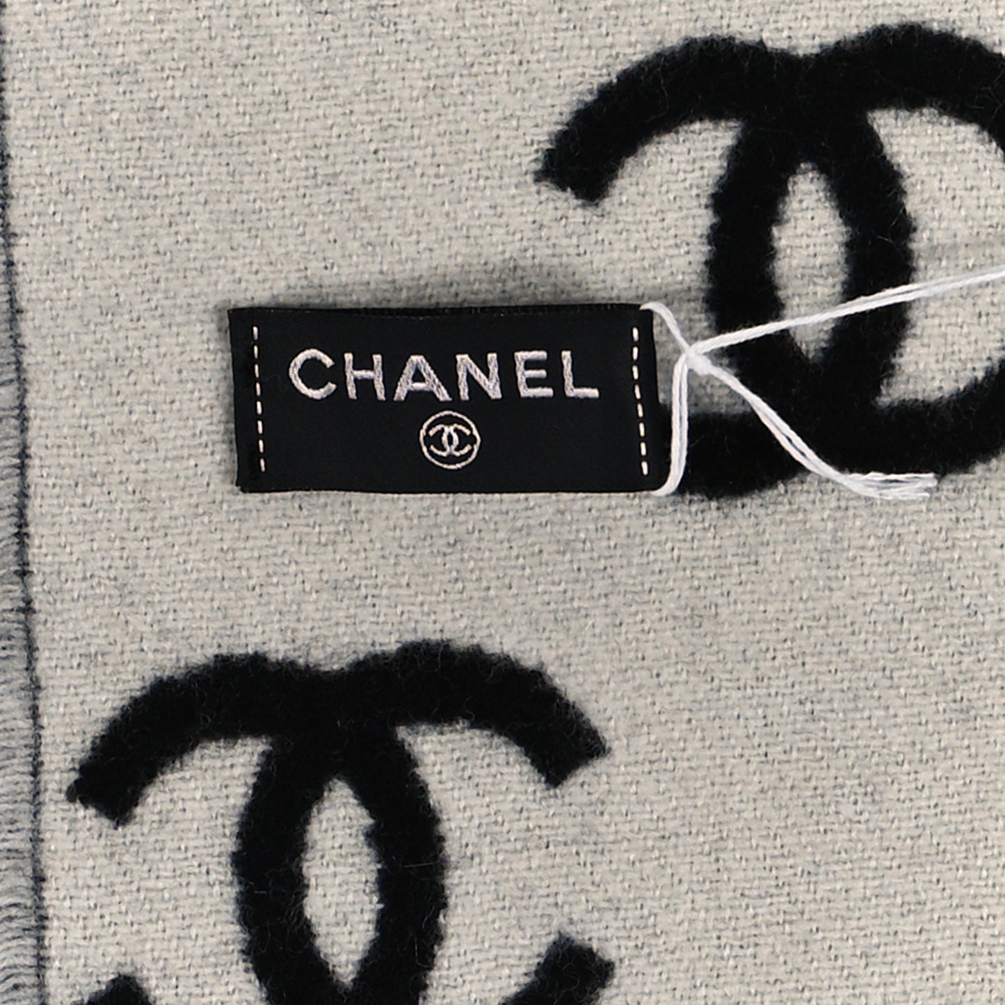 Wool Cashmere CC Scarf Black White
