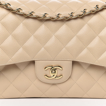 Chanel Caviar Quilted Jumbo Double Flap Beige Clair 15 of 15