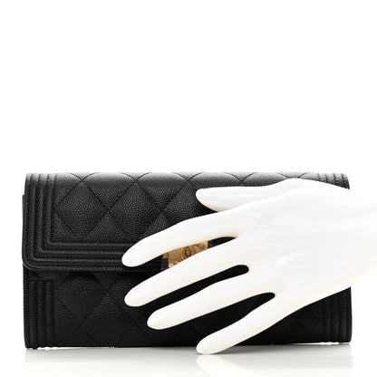 Chanel Caviar Quilted Large Boy Gusset Flap Wallet Black 2 of 9