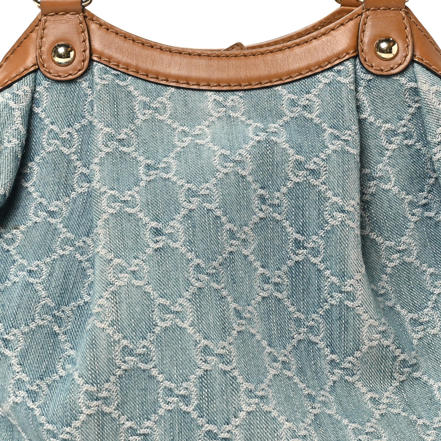 Gucci Denim Monogram Medium Sukey Tote Blue 8 of 11