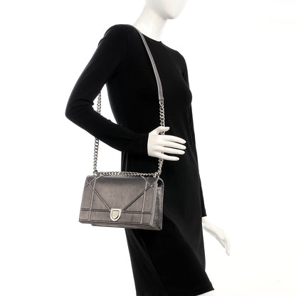 Christian Dior Metallic Brushed Calfskin Medium Diorama Flap Bag Titanium 2 of 10