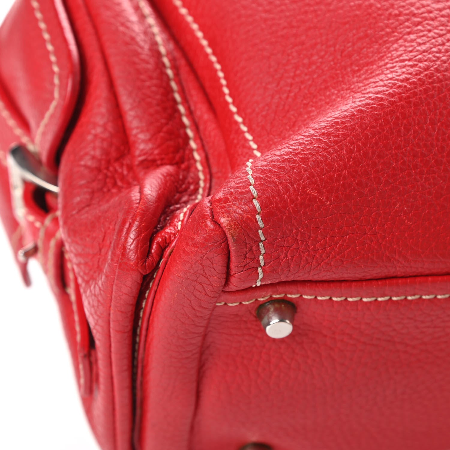 Prada Vitello Daino Buckle Shoulder Bag Rosso 10 of 17