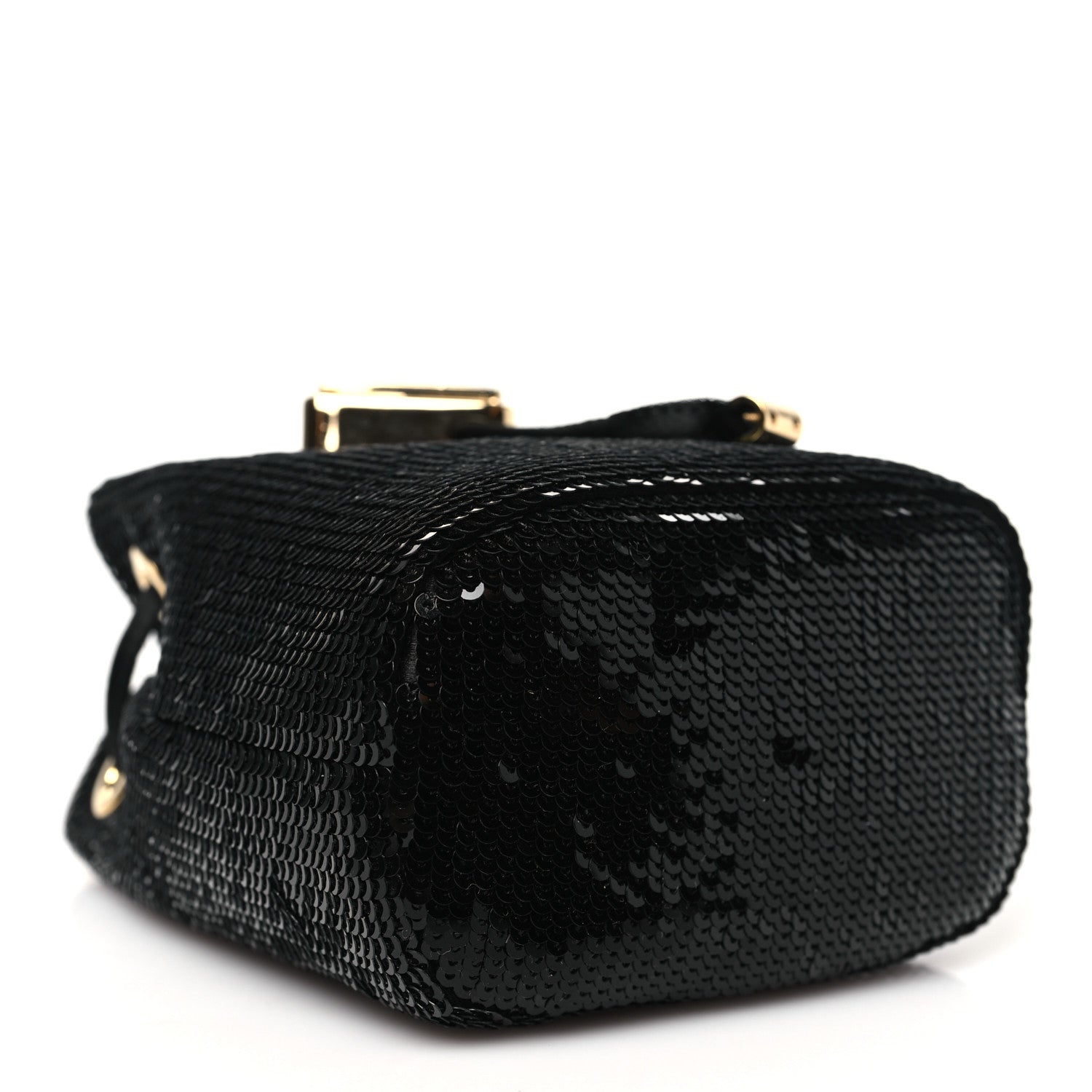 Prada Sequin Satin Triangle Logo Mini Pouch Black 4 of 8