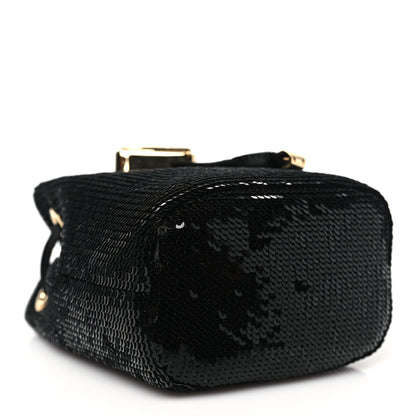 Prada Sequin Satin Triangle Logo Mini Pouch Black 4 of 8