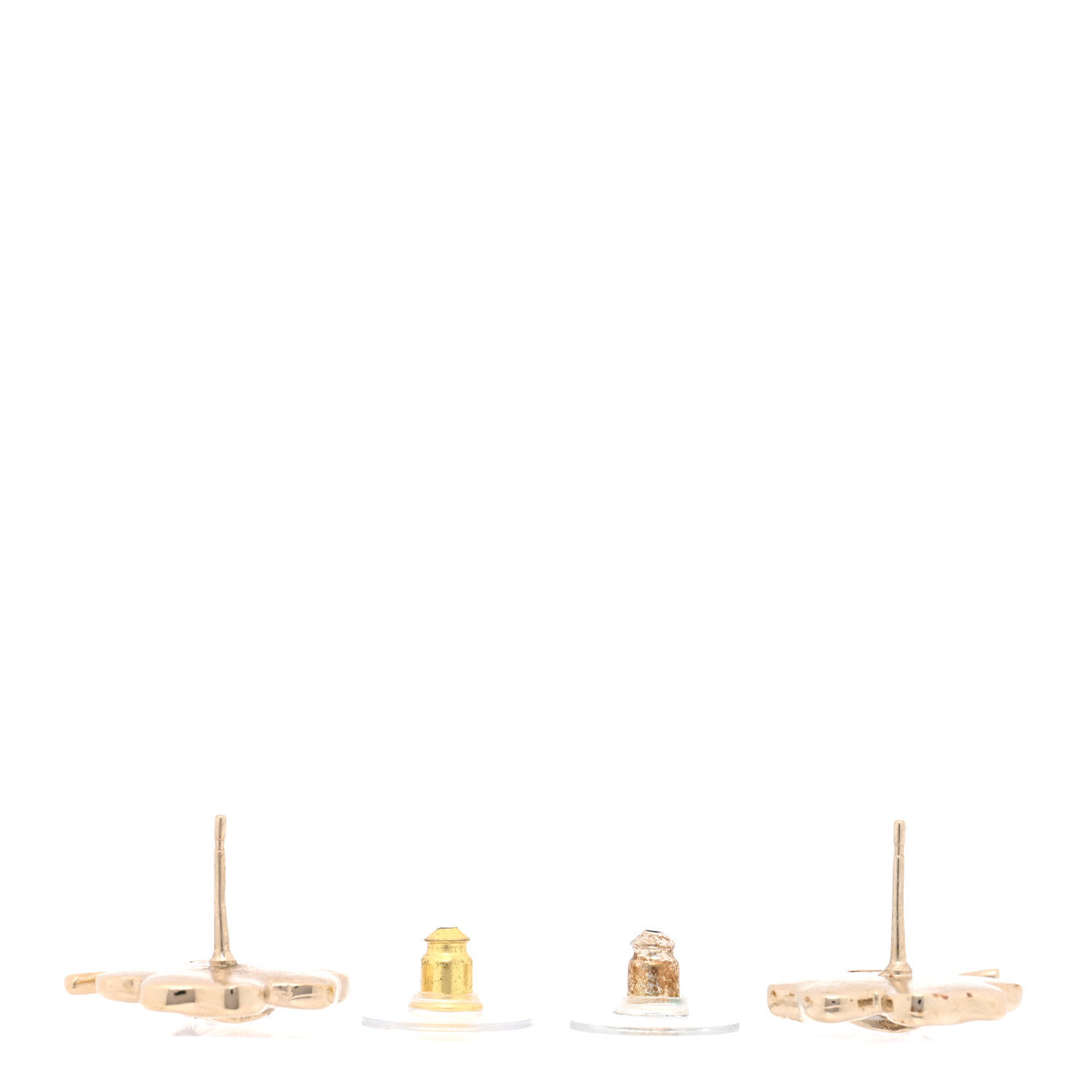 Chanel Metal Resin CC Clover Earrings Gold White 3 of 4