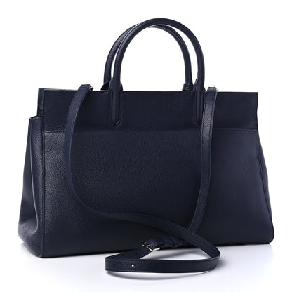 Saint Laurent Calfskin Medium Rive Gauche Cabas Navy Blue 3 of 9