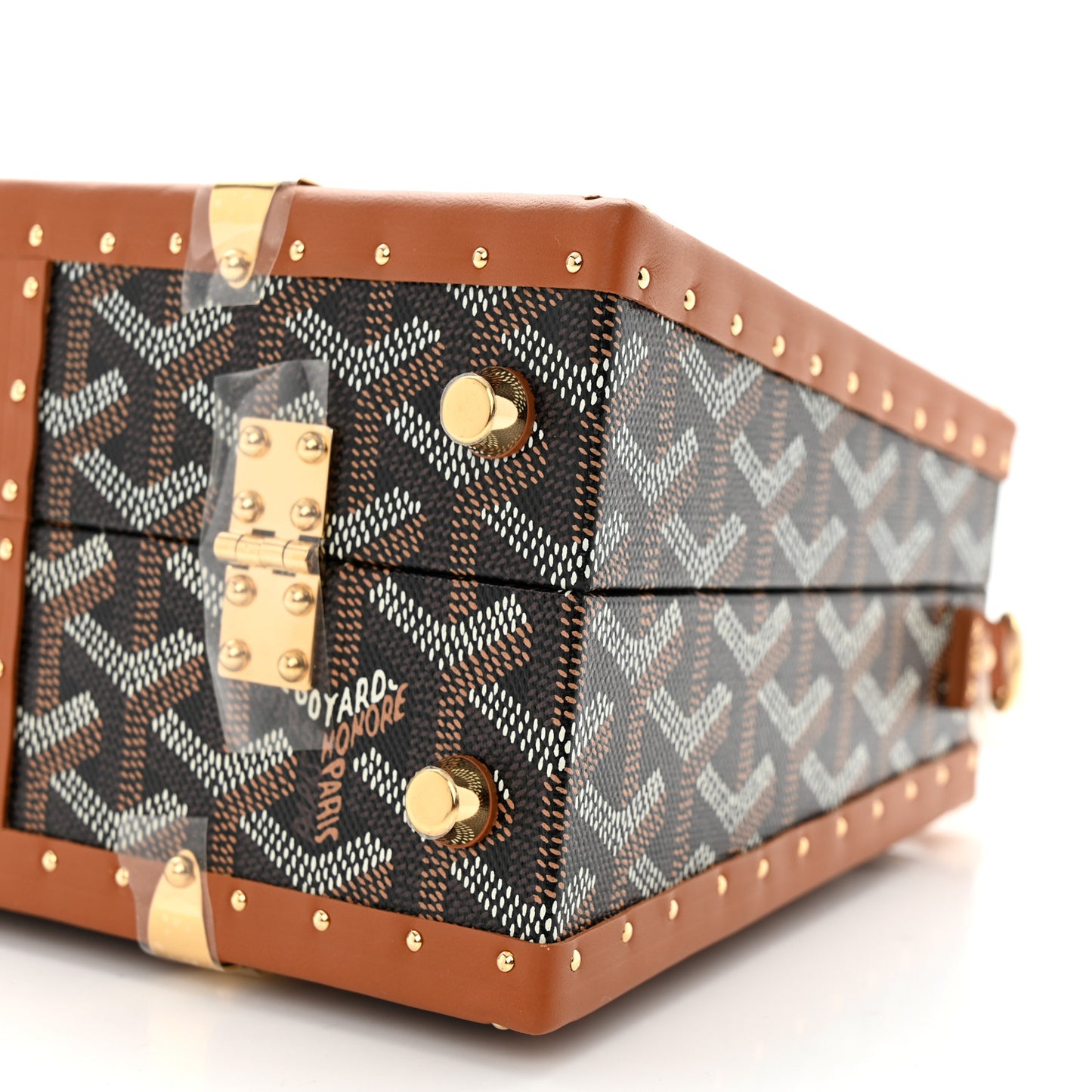 Goyardine Mini Saigon Trunk Bag Black Gold