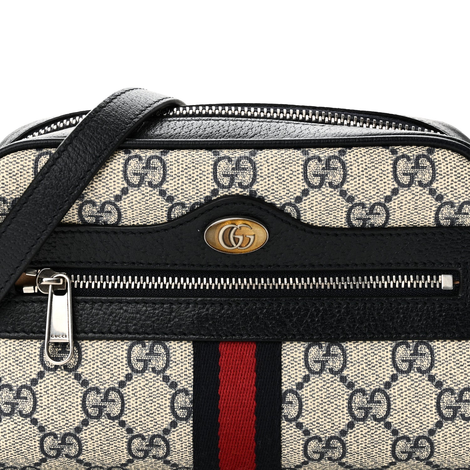 Gucci GG Supreme Monogram Textured Dollar Calfskin Web Mini Ophidia Shoulder Bag Beige Blue 8 of 12