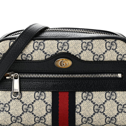 Gucci GG Supreme Monogram Textured Dollar Calfskin Web Mini Ophidia Shoulder Bag Beige Blue 8 of 12