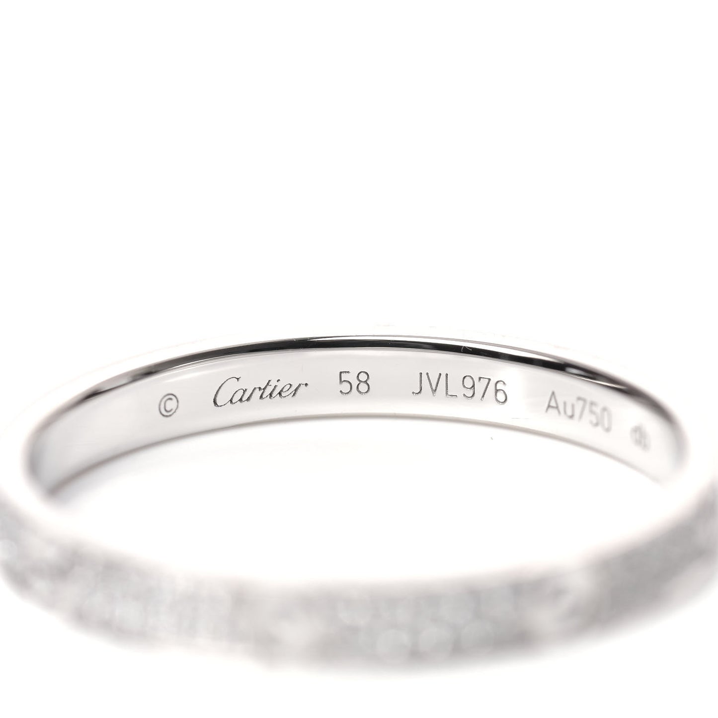 18K White Gold Diamond 2.6mm LOVE Paved Band Ring 58 8.5