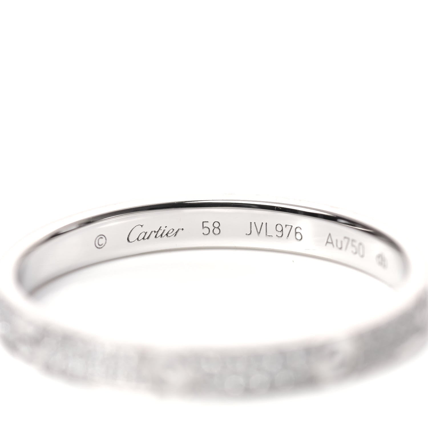 Cartier 18K White Gold Diamond 2.6mm LOVE Paved Band Ring 58 8.5 4 of 6