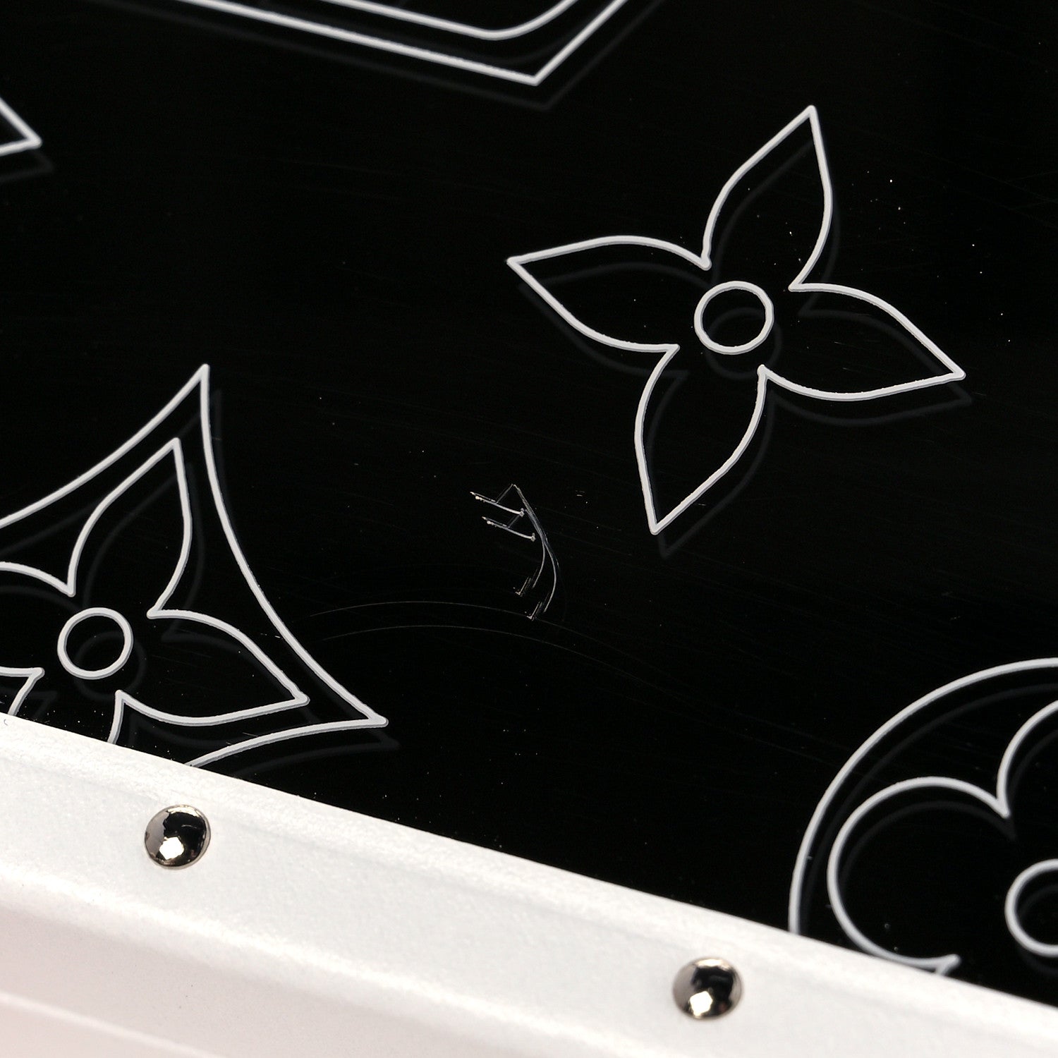 Louis Vuitton Calfskin Mirror Monogram Etched Jewelry Box Trunk White 11 of 12